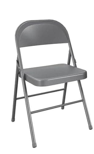 POMILER All-Steel Folding Chair, Double Braced Frame, Gray
