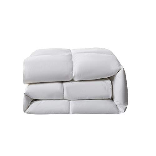 Serta Down Fiber Comforter Queen Size-All Season Duvet Insert, Luxury Fluffy Bed Comforter 100% Cotton 300 Thread Count Shell, Down Feather Fiber 500 Fill Power with Corner Taps, White 90x90inch 9