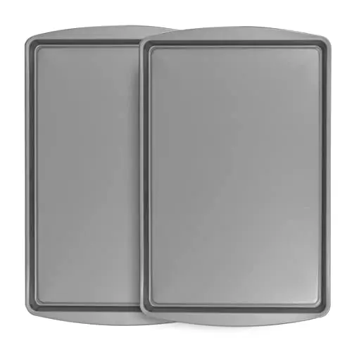 ProBake Set of Two Medium Nonstick Cookie Pans, Cookie Sheet, Baking Pan, Dark Gray, PB281-AZ