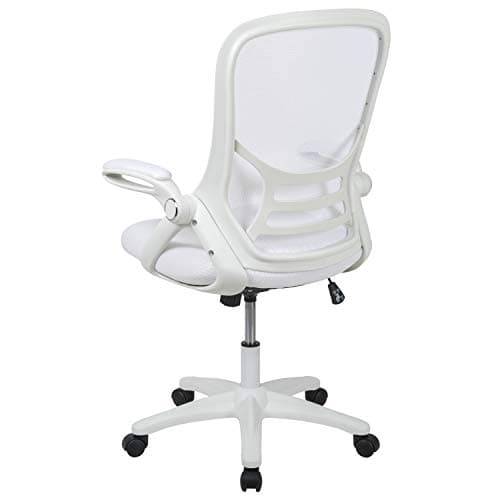 Flash Furniture Porter High-Back Swivel Office Chair with Adjustable Lumbar Support and Height, Ergonomic Mesh Desk Chair with Flip-Up Armrests, White 16