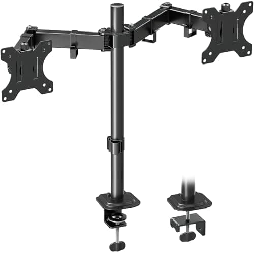 MOUNTUP Dual Monitor Desk Mount, Max 32 Inch up to 17.6lbs, Fully Adjustable Dual Monitor Arm for 2 LCD Screens, Double Monitor Stand with C-Clamp and Grommet Base
