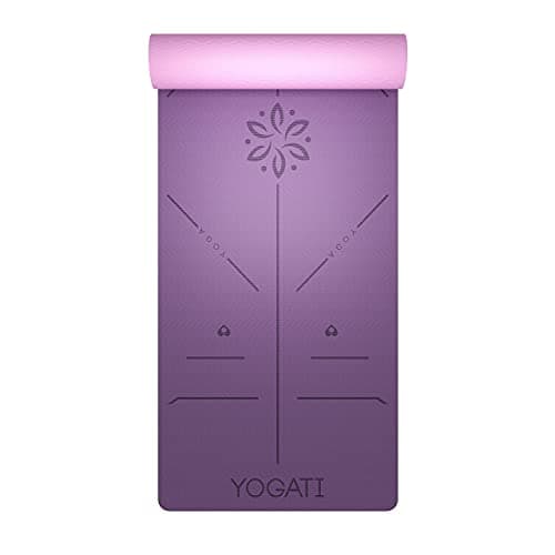 YOGATI Yoga Mat with Alignment Lines. Exercise mat with carry strap. Pilates mats for yoga or Fitness. Non slip Workout Mat. Thick Yoga Mats for women and men. Gym mats for home. Yoga matt thick. 8