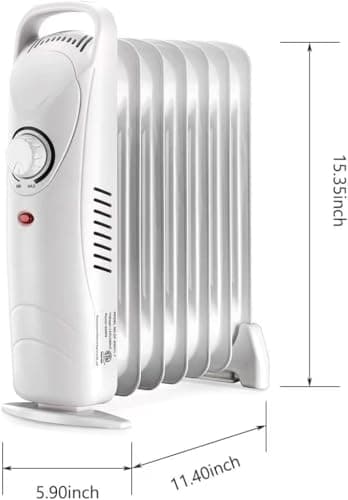 Oil Filled Radiator Heater,Oil Heater with Adjustable Thermostat，Electric Radiator Heater with Overheat Safety，Mini Portable Space Heater，700W 5