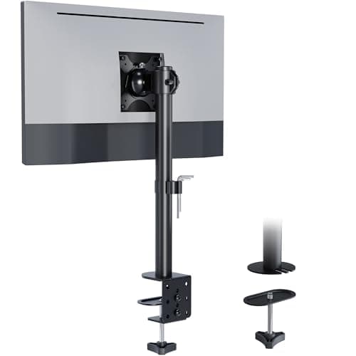 BONTEC Single Monitor Desk Mount for 13-34 Inch Screens, Supports up to 22lbs, with Full Motion Adjustability, Dual Installation Options and Integrated Cable Management, Black