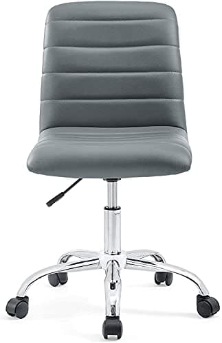 Modway Ripple Ribbed Armless Mid Back Swivel Computer Desk Office Chair In Gray 7