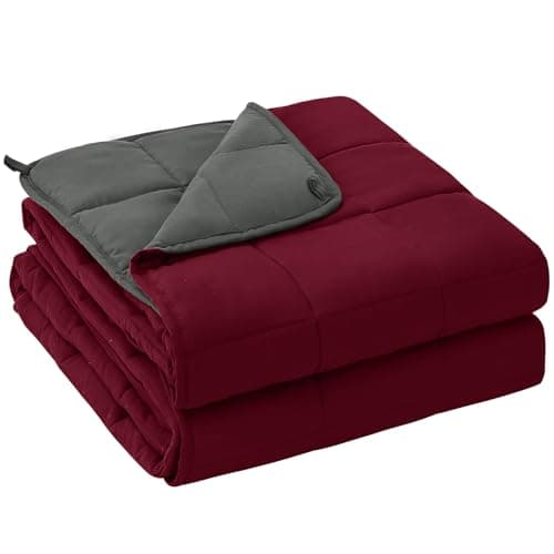 yescool Weighted Blanket for Adults (20 lbs, 60” x 80”, Red Grey) Cooling Heavy Blanket for Sleeping Perfect for 190-210 lbs, Queen Size Breathable Blanket with Premium Glass Bead, Machine Washable