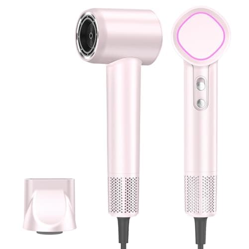 HEXTEK Hair Dryer 160000 RPM - Brushless Motor & Thermo-Control Negative Ionic Blow Dryer for Fast Drying Low Noise (55dB) for All Hair Types, Professional Home Salon Travel Use with Nozzle,Pink