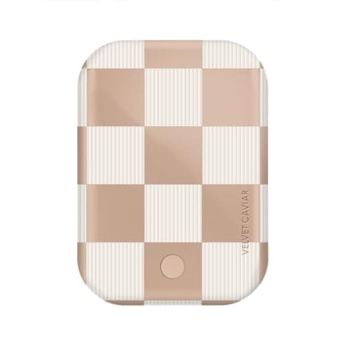 VELVET CAVIAR Battery Pack Compatible with MagSafe - Magnetic Portable Power Bank with USB-C Cable - Slim Charger for iPhone 12 13 14 15 - Fast Charging 5000 mAh (Nude Checkered)