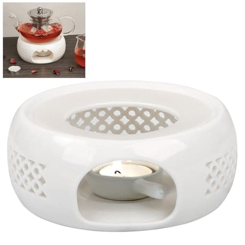 KAYCROWN Teapot Warmer, Ceramic Tea Warmer with Tealight Holder, Teapot Heater for Heating Tea, Coffee, Milk, Tea Light Warmer, Suitable for All Teapots