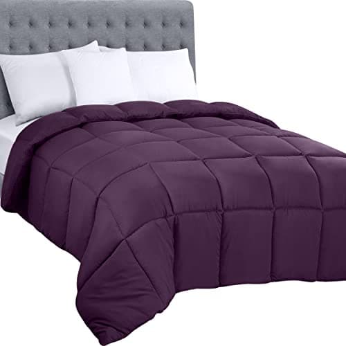 Utopia Bedding Comforters King Size, All Season Duvet Insert, Down Alternative Box Stitched Bed Comforter with Corner Tabs, Machine Washable (Plum)