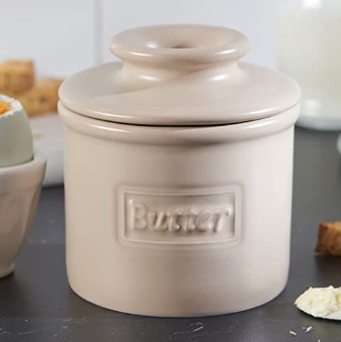 Butter Bell - The Original Butter Bell crock by L Tremain, a Countertop French Ceramic Butter Dish Keeper for Spreadable Butter, Café Matte Collection, Beige 5