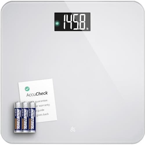 Greater Goods AccuCheck Digital Scale for Body Weight - Accurate Digital Bathroom Scale with High-Precision Sensors, Large Easy-to-Read Backlit Display, 400 lb Capacity, Auto Step-On (Gray)