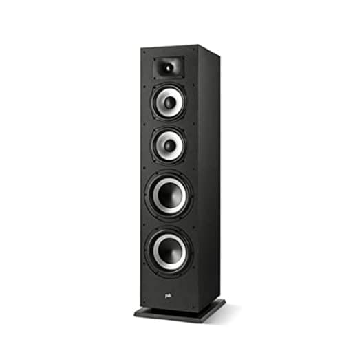 Polk Monitor XT70 Large Tower Speaker, Home Stereo Speakers, Hi-Res Audio, Dolby Atmos & DTS:X Compatible, 1" Tweeter, (2) 6.5" Balanced Woofers, (2) 8" Passive Radiators (Single, Midnight Black)