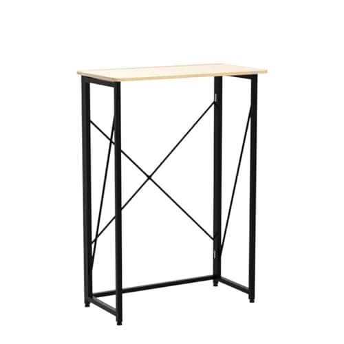 Folding Laptop Computer Desk, Standing Desk, 31in Small Desk for Sitting or Standing, No Need to Assembly, Suitable for Home, Office, Writing (Wood Board Color) 5