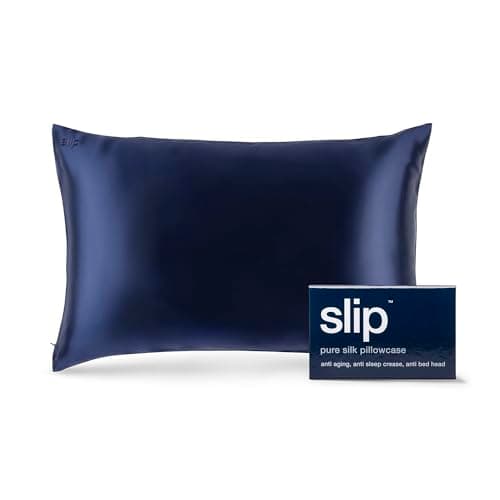slip The Original Queen Pure Silk Pillow Case - 100% Pure 22 Momme Mulberry Silk - Queen Size Standard Pillow Case - Anti-Aging, Anti-BedHead, Anti-Sleep Crease, Navy, (20" x 30")