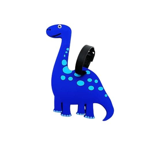 Cute Cartoon Dinosaur Silicone Luggage Tag Fun Triceratops Travel Bag Tag Personalized Labels for Cruise Airport (Blue-Diplodocus)