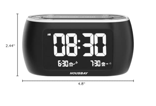 HOUSBAY Glow Small Alarm Clock Radio for Bedrooms with 7 Color Night Light, Dual Alarm, Dimmer, USB Charger, Battery Backup, Nap Timer, FM Radio with Auto-Off Timer for Bedside 7