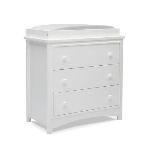 Delta Children Perry 3 Drawer Dresser with Changing Top and Interlocking Drawers, Bianca White 9