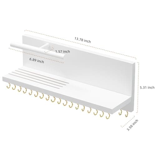 HappyHapi Hanging Jewelry Organizer Necklace Organizer Jewelry Hanger with 36 Hooks,Wall Mounted Jewelry Organizer for Necklace Earrings and Rings (White) 5