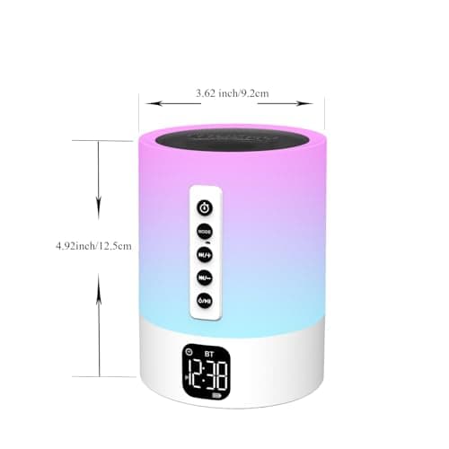 Alarm Clock Bluetooth Speaker, Night Light White Noise Machine Touch Bedside Lamp with Alarm Clock for Kids Multi-Color Changing Night Light Xmas Gifts for Teenage Girls Boys Women Teen Girl Gifts 10