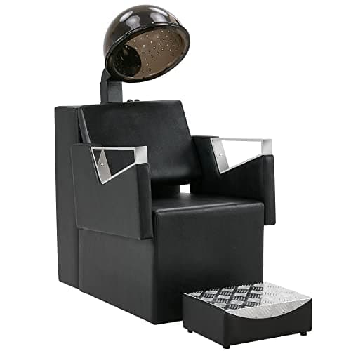 BarberPub Professional Height Adjustable Hooded Bonnet Hair Dryer Chair, 1350W Wood Frame Chair for Beauty Salon with 60 Minute Timer & Three-Position Temperature Control 2700 (Black)