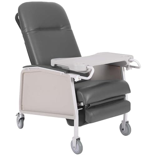 3 Position Geri Chair - Charcoal Medical Recliner Chairs for Elderly with Meal Tray for Home and Hospital - 250 Pound Weight Capacity - Reclining Medical Chair for TV, Relaxation, Food