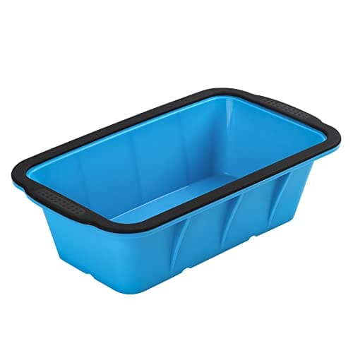 DeeDear 1.5 Pound Non-Stick Silicone Loaf Pan With Reinforced Steel Frame Inside, Banana Loaf Pan Mold For Baking, Toast, Brownie, Bread, BPA Free, Dishwasher Safe (1-Pack, Blue)