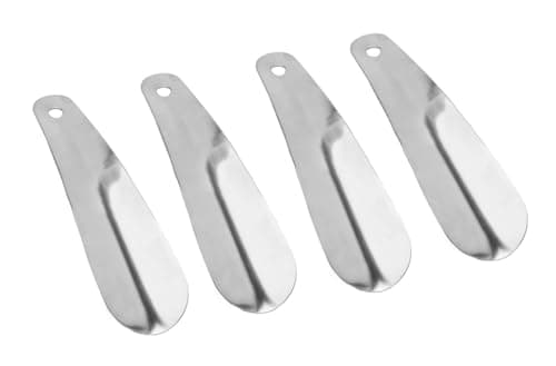 axusitt Metal Shoe Horn for Men Kids 4 Pcs Shoehorn 6.3" Seniors Stainless Steel Shoe Helper Small