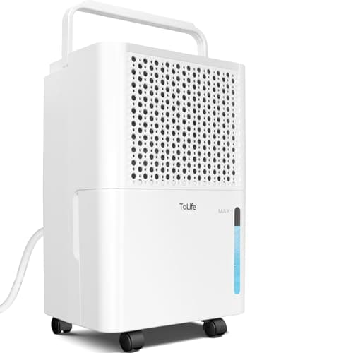 Tolife Dehumidifier,3000Sq.Ft 32Pint Dehumidifier for Home - with Drain Hose Ideal for Bedroom Bathroom RV and Basements,Intelligent Humidity Control,Dry Clothes Mode,24H Timer,Auto Defrost,White