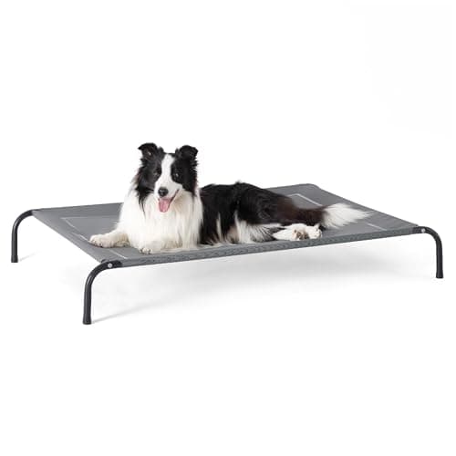 Bedsure Outdoor Elevated Dog Bed Large Sized Dog, Portable Indoor & Outdoor Cooling Raised Cot Pet Hammock Bed with Skid-Resistant Feet, Frame with Breathable Mesh, Grey, 49 inches 8