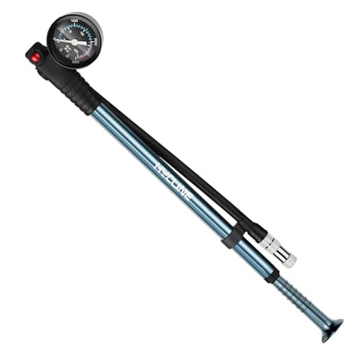 Hycline Shock Pump for Mountain Bike, High Pressure 300 Psi for Front Fork and Rear Bicycle Suspension Air Pump with Gauge Fits Schrader & Presta Tire Valve-Titanium