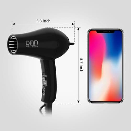 DAN Technology Auto Dual Voltage Hair Dryer,Hair Blow Dryer,Folding hairdryer for Travel,Small Blower with Multi-Function Plug Adapter,Compact Hair Dryer with Diffuser & Concentrator 8