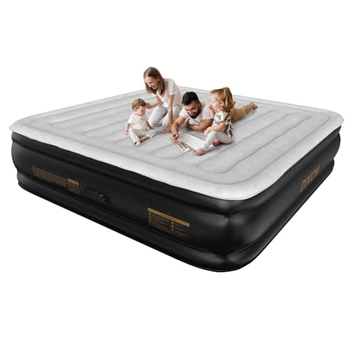DIVON King Size Air Mattress with Built in Pump Raised,18’’King Air Mattress with Wave Pattern,Blow Up Mattress in 3 Mins,Self Inflatable Mattress for Camping,Floor&Travel,Portable Air Bed for Adults