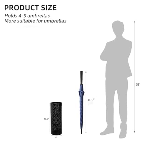 Gloserin Metal Round Umbrella Stand Rack,Free Standing Umbrella Holder Bin, Canes Walking Sticks Holder for Entryway, Home, Office (Round) 7