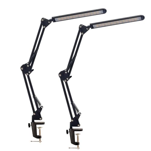 Taigeguang LED Desk Lamp,Eye-Caring Metal Swing Arm Desk Lamp with Clamp,10 Dimmable Brightness 3 Light Modes Reading Lamp,Desk Light for Home Office(2 Pack)
