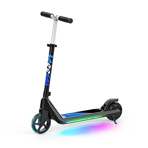 LINGTENG Electric Scooter for Kids Age of 6-9, Kick-Start Boost Scooter with Adjustable Speed and Height, Flash Wheel & Deck Lights