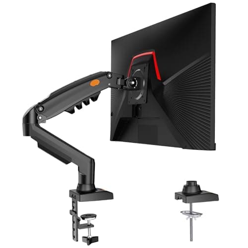ReHisk Single Monitor Stand, Full Adjustable Monitor Desk Mount Stand Swivel Vesa Bracket for 13-32" Screens, VESA 75x75/100x100, Each Arm Holds 4.4–19.8 lbs