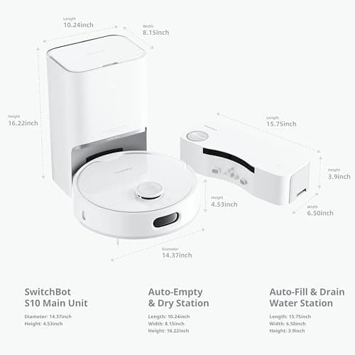 SwitchBot S10 Robot Vacuum and Mop with Dual Stations, Self Draining and Refilling, Auto Washing and Drying, Liftable Mop, 6500Pa Suction, Self Emptying for 90 Days Hands-Free Cleaning 9