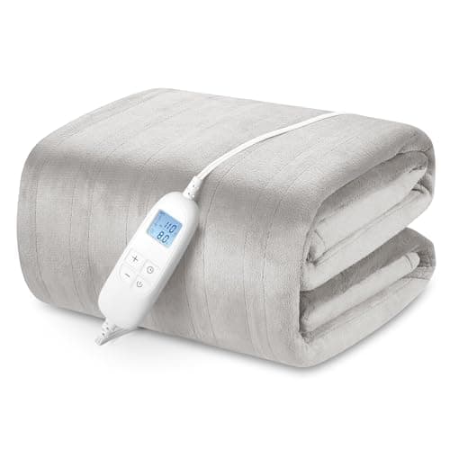 PROALLER Electric Heated Blanket Queen Size with 6 Levels & 8h Auto Off, Ultra Soft Flannel Full Body Heating Blanket, Machine Washable, Warm Gray, 84" x 90"