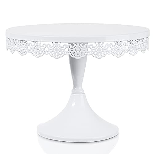 TRSPCWR White Cake Stand 10in , Metal Dessert Display Stands Cupcake Holder, Decor for Wedding, Birthday, Party, Round