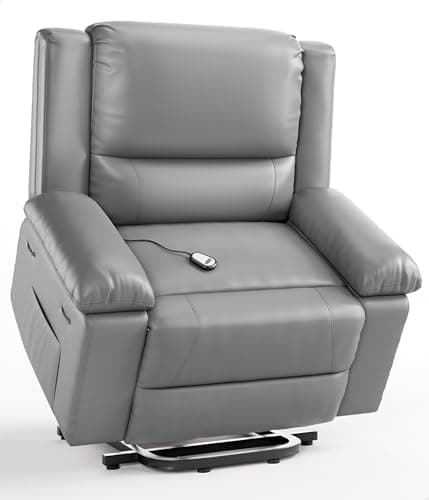 Garvee Electric Lift Recliner Chair - Heat and Massage, PU Leather Power Lift Recliner for Elderly & Mobility Impaired, Adjustable Back and Legs, Heavy Duty Lift Chair for Seniors