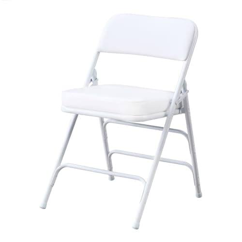 KAIHAOWIN Metal Folding Chairs with Vinyl Padded Seat Indoor Comfortable Upholstered Foldable Chairs with Ultra Thick Cushion-White
