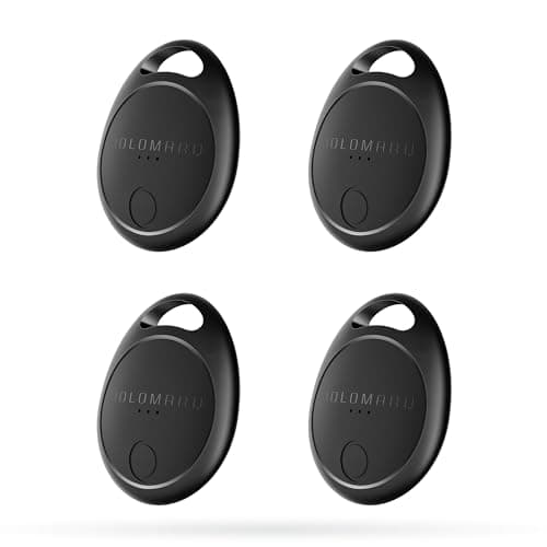 HOLOMARQ Tags-4 Pack Air Tracker Like Airtgas, Luggage Tracker Works with Apple Find My [ iOS ONLY ], Key Finder Locator with Sound, 0.3oz, for (Car) Keys, Backpack, Pets (Black)