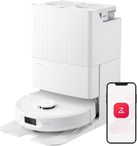 roborock Qrevo Plus Robot Vacuum and Mop with FlexiArm Design Edge Mopping, Self-Emptying, Auto Mop Washing & Drying, 7,000 Pa Suction, White (Renewed)