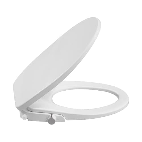 GarveeTech Round Non-Electric Bidet Toilet Seat, Self Cleaning Dual Nozzles Toilet Seat with Soft Close Lid, Quiet-Close Design and Adjustable Water Spray, White Bidet Attachment for Round Toilets