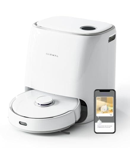 NARWAL Freo Mate Robot Vacuum and Mop Comb, Washing & Drying, Dirt Sense Ultra Clean, Auto Add Cleaner, LCD Display, Smart Swing, Arcuate-Route, WiFi, APP Control, White