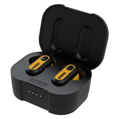 DEWALT Heavy Duty True Wireless Ear Buds, Bluetooth Headphones with Type C Charging Case Included, Over 37 Hours of Battery Life, Easy Setup for iPhone, Perfect for Jobsite, Outdoor Work, Yellow 8