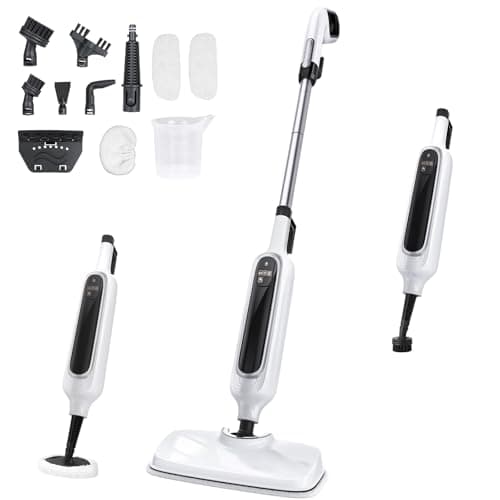 12-in-1 Steam Mop, Detachable Handheld Steam Cleaner for Home, 23FT Cord, 3 Steam Modes & LED Display, Steam Mops for Floor Cleaning, Bathroom, Windows, Sofas, Clothes, Tile Grout, Carpets, Furniture