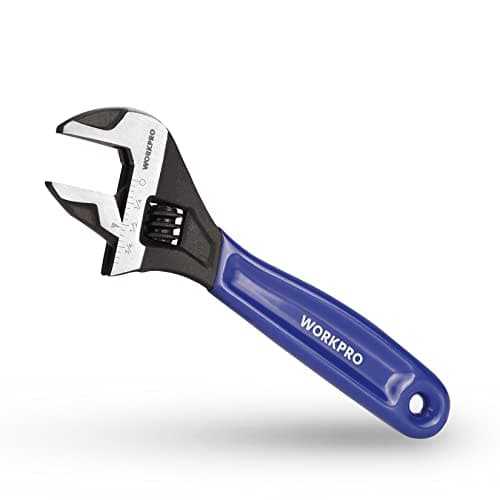 WORKPRO 6-Inch Adjustable Wrench, Wide Jaw Cr-V Steel Black Oxide Finish, for Medium-Size Bolts (M6–M16), Metric & SAE Scales, for Home, Garage, DIY & Workshop Use