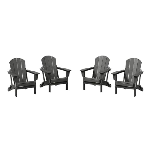 WestinTrends Malibu 4-Piece Set Outdoor Folding Poly Adirondack Chair, Gray